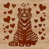 Adorable Tiger Illustration with Love Hearts A large wild animal with love hearts, depicted in vector format.