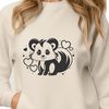 Cartoon Skunk with Heart Surrounds A cartoon skunk with heart symbols surrounding its body.