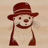 Illustration of a wild animal otter wearing a hat in vector format.