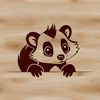Cute Cartoon Skunk Silhouette A cartoon skunk peeking out from behind a tree trunk.