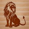 A majestic lion sitting on its haunches, a large feline from the savannah.