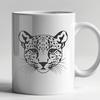 A detailed illustration of an ocelot's head with distinctive markings, suitable for vector art projects.