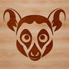 A simple line drawing of a lemur's head, ideal for vector designs and clip art.