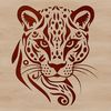 Beautiful Big Cat Close-Up Design Close-up illustration of a wild ocelot's head, featuring intricate details.