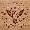 A colorful illustration of a hummingbird in flight, surrounded by heart shapes.