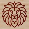 An illustration of a lion's face with bold lines and minimalist design.