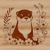 A detailed illustration of a wild otter surrounded by lush floral elements.