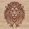 Beautiful Wild Animal Portrait A detailed illustration of a lion's head with an ornate design, suitable for various uses.