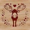 Moose Love Vector Graphics A cartoon moose with heart symbols surrounding its body, illustrated in vector format.