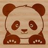Curious Panda Illustration A black and white illustration of a panda looking curiously over its shoulder, with a playful expression.