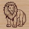 Illustrative representation of a standing lion, a large feline animal native to Africa.
