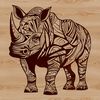 Rhino Silhouette in Natural Habitat A rhinoceros standing in a natural habitat.