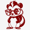 Adorable Skunk in Spectacles A vector illustration of a skunk wearing glasses, suitable for digital design and crafts.