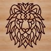 A simple line drawing of a lion's head, a wild animal commonly found in savannas and grasslands.