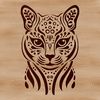Ocelot Head Close-up Vector Graphic Close-up illustration of an ocelot's head with intricate markings.