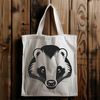 Wild Animal Portrait Illustration A close-up illustration of a badger's distinctive facial features, including its white stripes on the face.