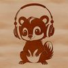 Adorable Skunk in Headphones A cartoon illustration of a skunk wearing headphones, suitable for use in digital designs and crafts.