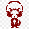 Possum in Headphones SVG Close-up illustration of a possum wearing headphones in a playful setting.