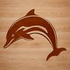 A detailed illustration of a dolphin in the ocean, suitable for vector art projects.