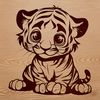Cute Sitting Tiger Illustration A sitting tiger with a big cat's features, suitable for vector design.