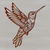 A colorful illustration of a flying hummingbird in ornate detail, suitable for use as vector art or clip art.