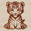 Wildlife Illustration Tiger A sitting tiger with a wild animal expression.