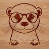 An illustration of a curious otter peeking out from behind a tree trunk, shown in a vector design style.