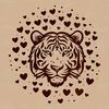 Tiger Head with Heart Symbols SVG Design A vector illustration of a tiger's head, featuring the animal with heart symbols.