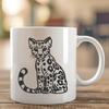 A sitting ocelot, a type of wild big cat, depicted as a vector design.
