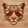 Big Cat Portrait in Stylish Sunglasses Close-up illustration of a big cat's head with sunglasses, in vector format.