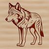 A digital illustration of a standing wolf in the wild.