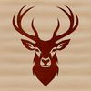 A detailed illustration of a wild animal's head, featuring a deer with antlers.