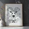 Love Heart Moose Vector Art A stylized illustration of a moose with love hearts, suitable for vector design projects.