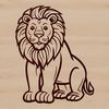 A sitting lion, depicted in a stylized vector format.