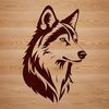 A wolf's head in detailed vector design, suitable for various applications.