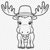 Wild Moose Illustration with Fedora An illustration of a wild moose with an accessory hat.