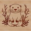 A stylized digital drawing of a wild otter surrounded by floral elements.
