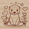 A digital illustration of a playful otter, designed with love hearts to add a whimsical touch.