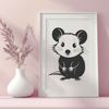 Possum Graphic Art A detailed illustration of a possum in a neutral background.