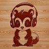 Wild Skunk Wearing Headphones SVG Illustration A cartoon illustration of a wild skunk wearing headphones, created as a vector design.
