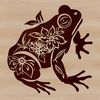 Wild Toad Illustration in Floral Setting A stylized illustration of a wild amphibian sitting on a floral background.