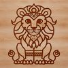A majestic lion sitting regally on its haunches, depicted as a vector illustration.