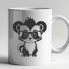 Cute Skunk Character Design A cartoon skunk character wearing glasses in a playful pose, suitable for clip art and vector design projects.