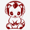 Wild Skunk Silhouette with Headphones A wild skunk with headphones on its head, depicted in vector format.