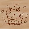 Cute Safari Animal SVG Design A stylized illustration of a rhino with love hearts surrounding its body.