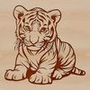 Playful Tiger Cub Illustration Illustrative vector art of a tiger cub resting, suitable for digital design and cutting projects.