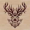 Ornate Wildlife Portrait SVG A stylized illustration of a deer's head with ornate details, suitable for use in vector art designs.