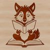 Wild Wolf Reading Scene An anthropomorphic wolf sitting on a rocky outcropping, holding a book in its paws.