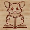 Whimsical Possum Reading a Book Illustration A wild animal reading a book in a whimsical illustration style.