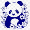 A vector graphic representation of a black-and-white panda animal.